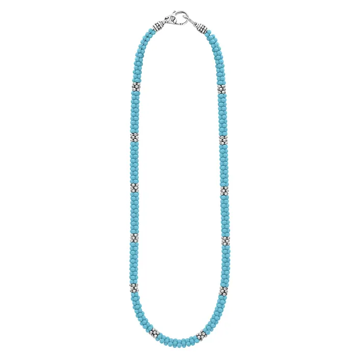 LAGOS Necklaces Blue Caviar Silver Station Ceramic Beaded Necklace 5mm