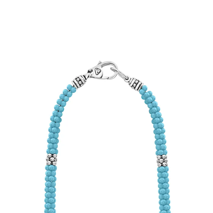 LAGOS Necklaces Blue Caviar Silver Station Ceramic Beaded Necklace 5mm