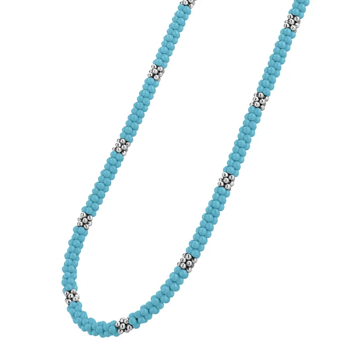 LAGOS Necklaces Blue Caviar Silver Station Ceramic Beaded Necklace 5mm