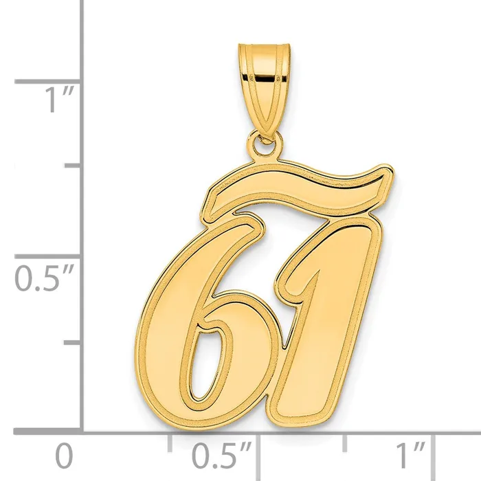14k Yellow Gold Brushed Border Script Number 61 Pendant Goldia PreStyled Sets