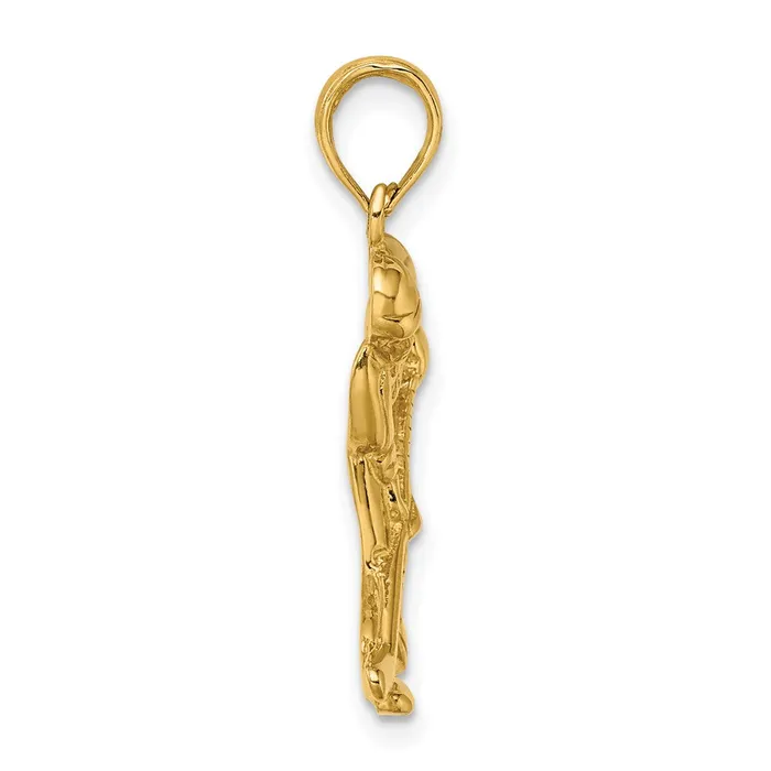 Charm Necklaces 14k Yellow Gold Hockey Player with Stick and Puck Charm Goldia