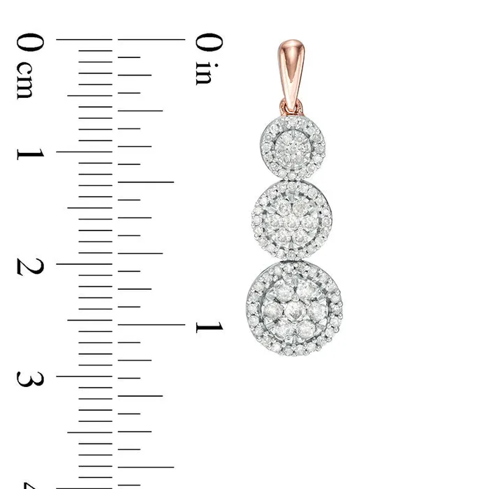 Goldia 1 CT TW Composite Diamond Frame ThreeStone Drop Earrings in 10K Rose Gold Earrings Goldia 1 CT TW Composite Diamond Frame ThreeStone Drop Earrings in 10K Rose Gold Earrings