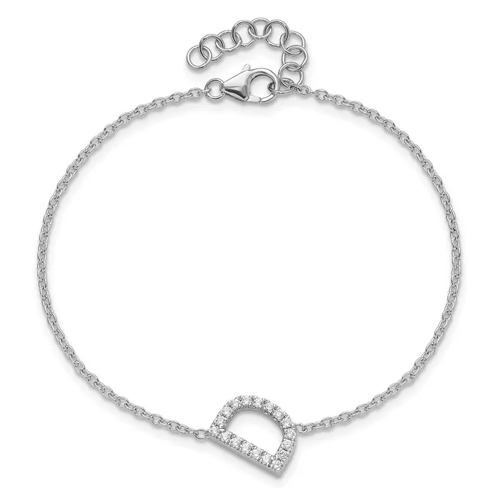 goldiaca Bracelets 14KW Natural Diamond Sideways Letter D w 1in ext Bracelet