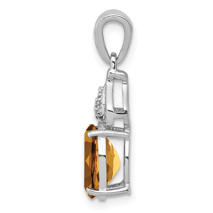 Goldia Necklaces Sterling Silver Rhodiumplated Diamond and Whiskey Quartz Pendant