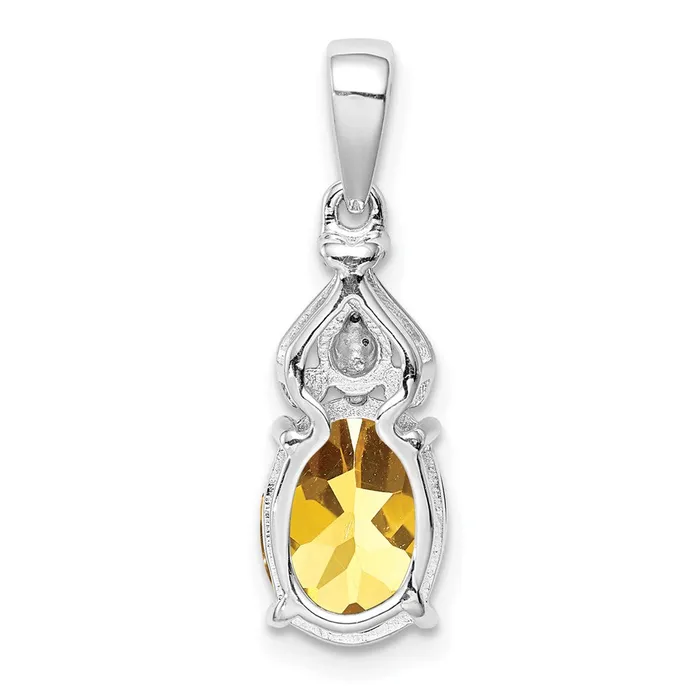 Goldia Necklaces Sterling Silver Rhodiumplated Diamond and Whiskey Quartz Pendant