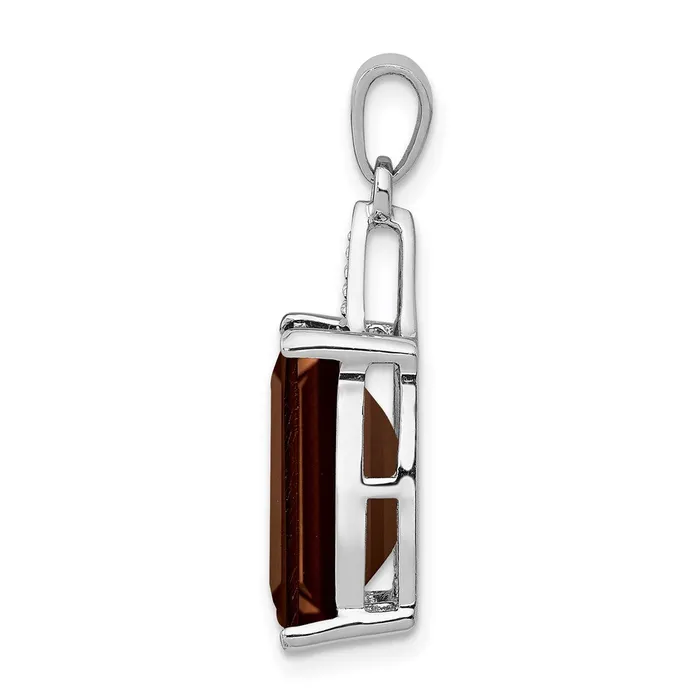 Necklaces Goldia Sterling Silver Rhodium Emeraldcut Smoky Quartz u0026 Diamond Pendant