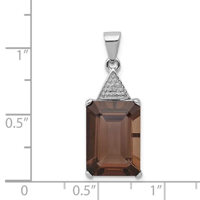 Necklaces Goldia Sterling Silver Rhodium Emeraldcut Smoky Quartz u0026 Diamond Pendant