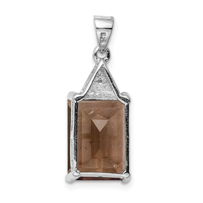 Necklaces Goldia Sterling Silver Rhodium Emeraldcut Smoky Quartz u0026 Diamond Pendant