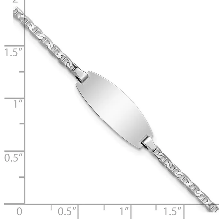 Solid 14K White Gold Oval Anchor ID Bracelet MDS Bracelets