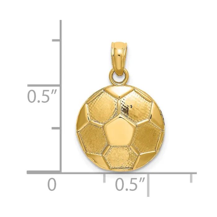 Charm Necklaces TreasureFineJewelers 14K 2D Engraveable Soccer Ball Charm