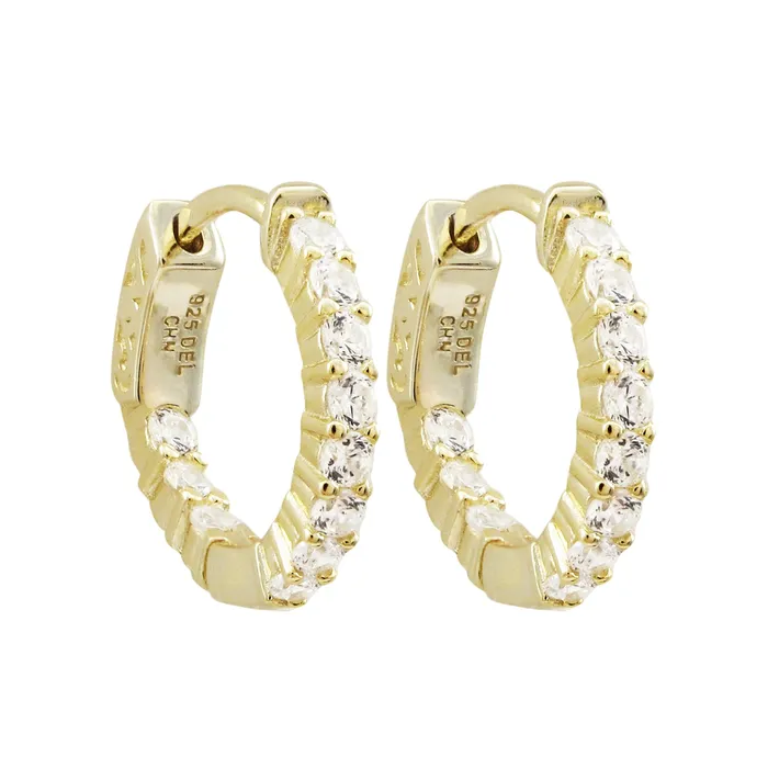 Earrings Perfect Piercing 15X16mm Small Diamond Cz Round Hoop Earrings