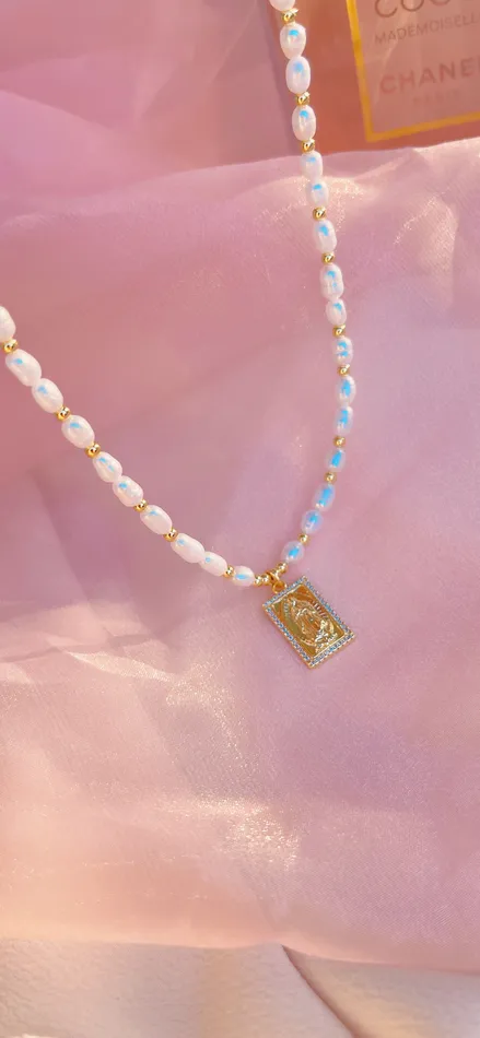 MP Jewelry Necklaces Mary Pearl Frame Necklace