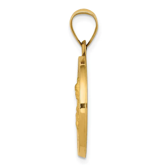 Necklaces 14k Yellow Gold Polished and Satin St Barbara Medal Hollow Pendant TreasureFineJewelers