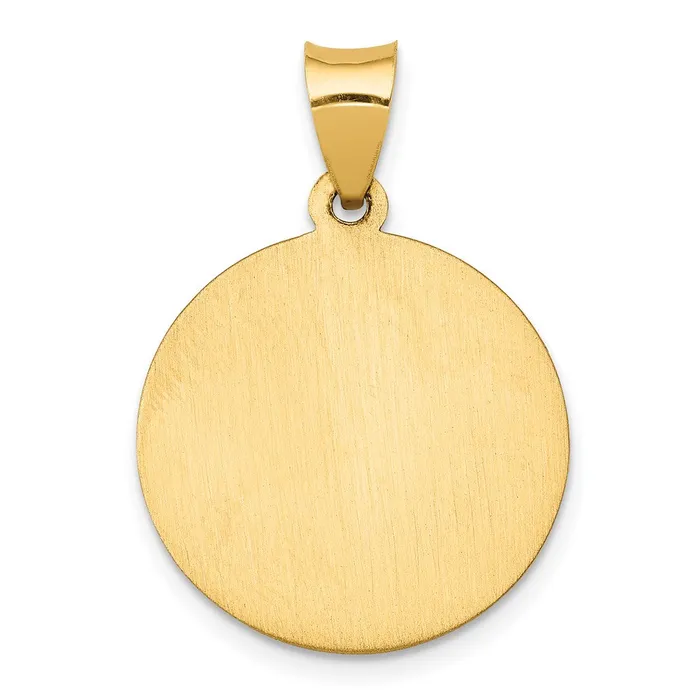 Necklaces 14k Yellow Gold Polished and Satin St Barbara Medal Hollow Pendant TreasureFineJewelers