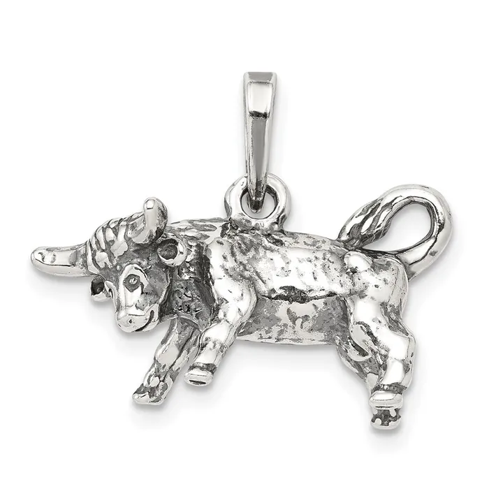 Necklaces Sterling Silver Antiqued Taurus Pendant TreasureFineJewelers