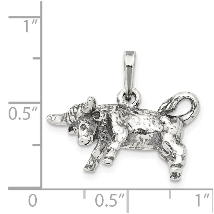 Necklaces Sterling Silver Antiqued Taurus Pendant TreasureFineJewelers