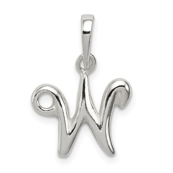 Necklaces Sterling Silver Letter W Initial Pendant TreasureFineJewelers