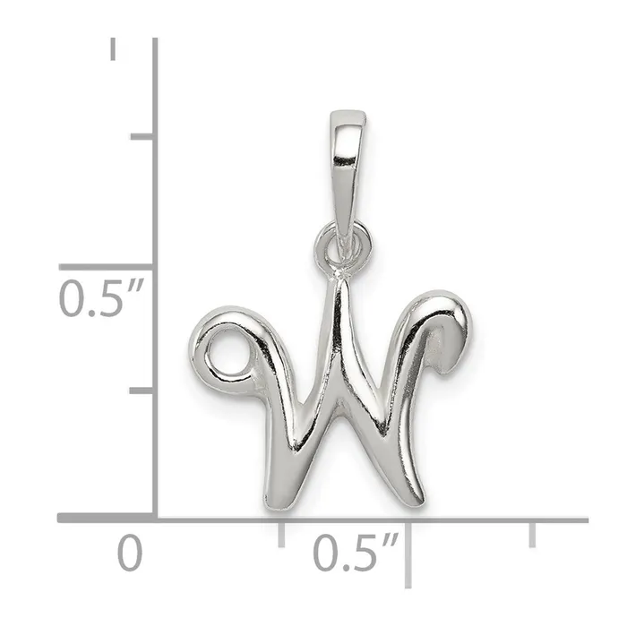 Necklaces Sterling Silver Letter W Initial Pendant TreasureFineJewelers