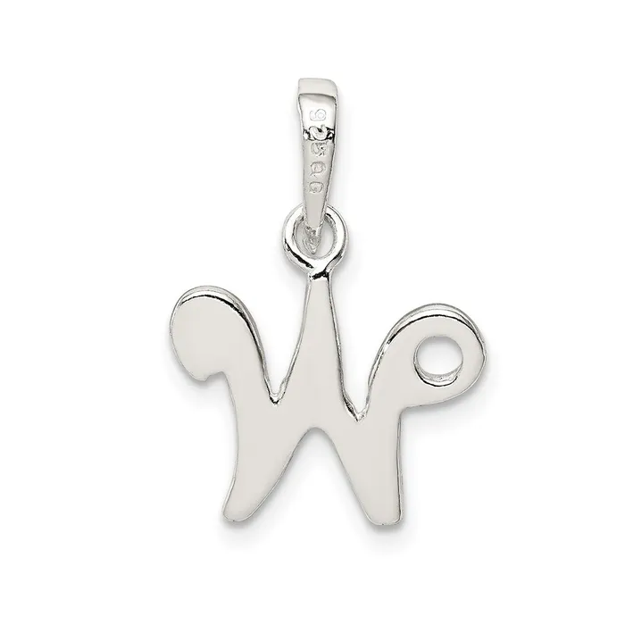 Necklaces Sterling Silver Letter W Initial Pendant TreasureFineJewelers