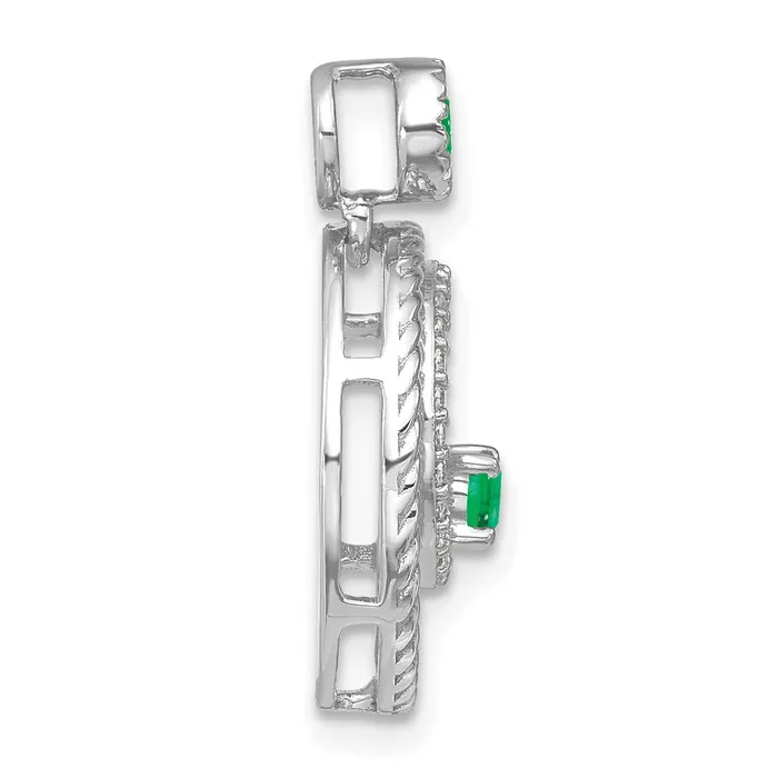 Necklaces TreasureFineJewelers 14k White Gold Emerald and Diamond Circles Pendant