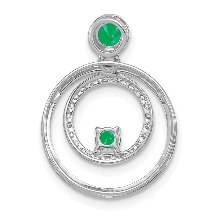 Necklaces TreasureFineJewelers 14k White Gold Emerald and Diamond Circles Pendant