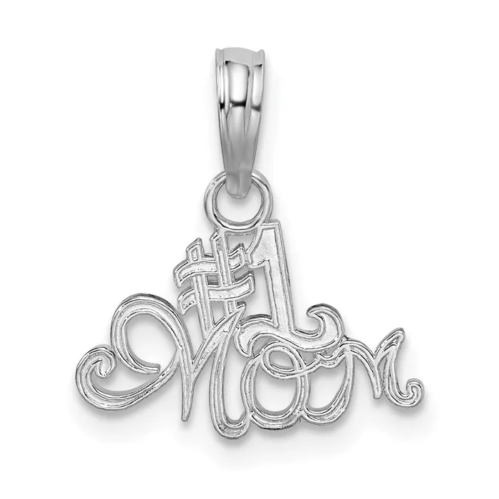 Necklaces TreasureFineJewelers Sterling Silver Polished 1 MOM Script Pendant Necklaces TreasureFineJewelers Sterling Silver Polished 1 MOM Script Pendant