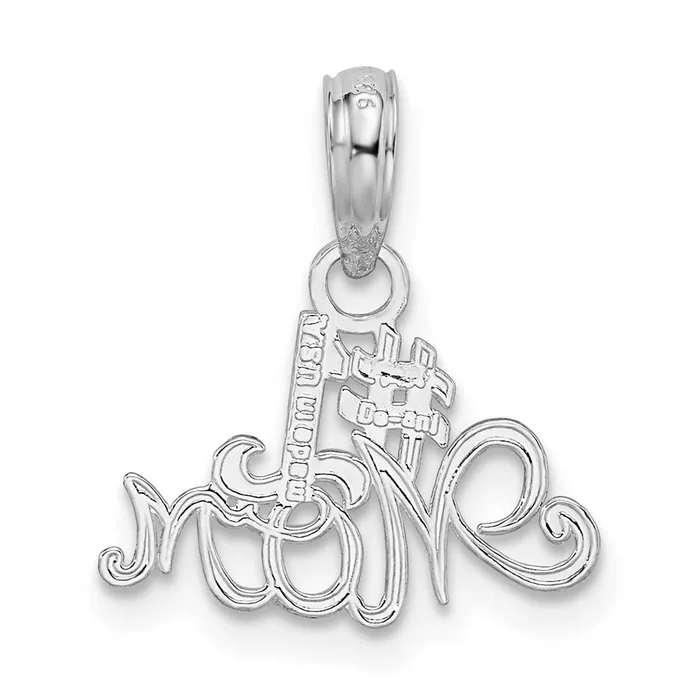 Necklaces TreasureFineJewelers Sterling Silver Polished 1 MOM Script Pendant