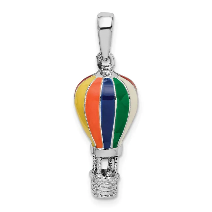 Necklaces TreasureFineJewelers Sterling Silver Polished 3D Enameled Hot Air Balloon Pendant Necklaces TreasureFineJewelers Sterling Silver Polished 3D Enameled Hot Air Balloon Pendant