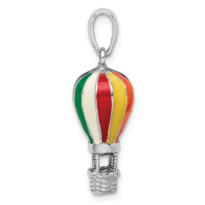 Necklaces TreasureFineJewelers Sterling Silver Polished 3D Enameled Hot Air Balloon Pendant