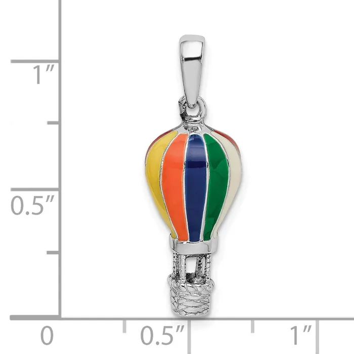 Necklaces TreasureFineJewelers Sterling Silver Polished 3D Enameled Hot Air Balloon Pendant