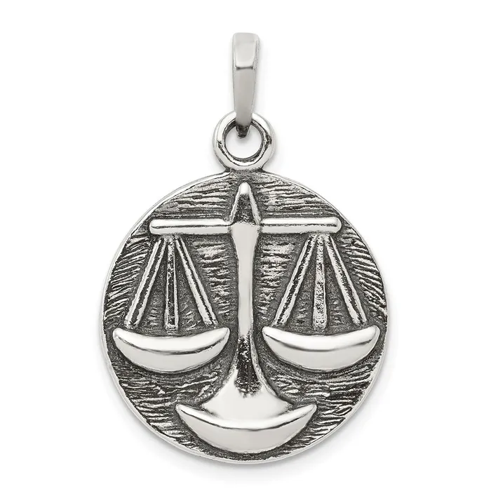 Necklaces TreasureFineJewelers Sterling Silver Polished Antique Finish Libra Horoscope Pendant Necklaces TreasureFineJewelers Sterling Silver Polished Antique Finish Libra Horoscope Pendant