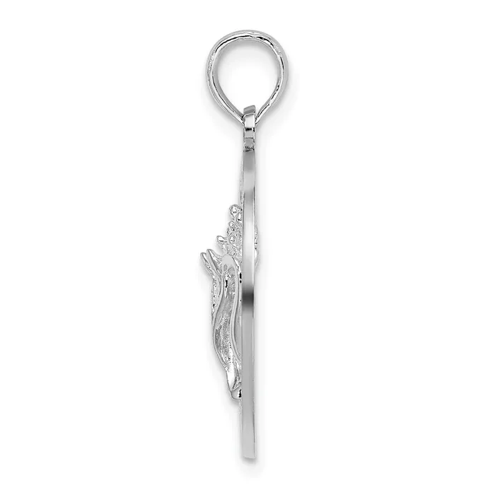 Necklaces TreasureFineJewelers Sterling Silver Polished Sanibel Circle wShell Pendant