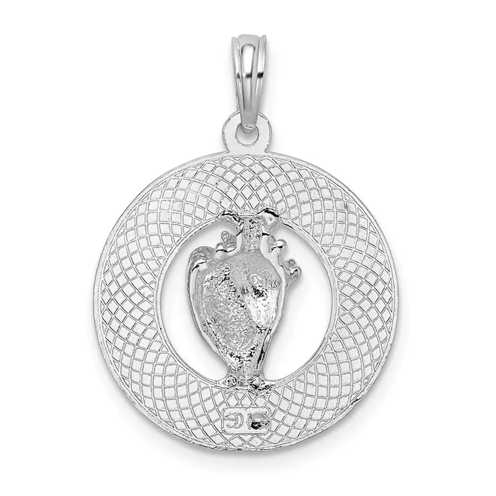 Necklaces TreasureFineJewelers Sterling Silver Polished Sanibel Circle wShell Pendant