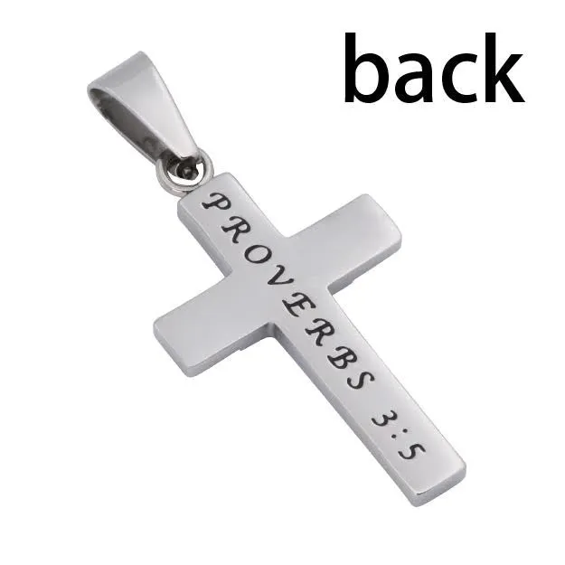 North Arrow Shop Necklaces Handwritten TRUST Cross Necklace Proverbs 35 Stainless Steel Chain North Arrow Shop Necklaces Handwritten TRUST Cross Necklace Proverbs 35 Stainless Steel Chain