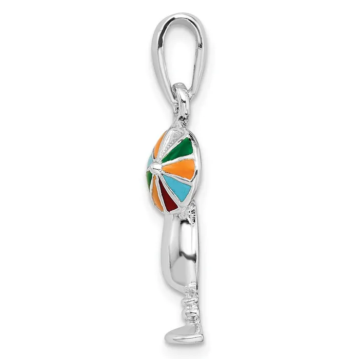 Sterling Silver Polished Enameled Tropical Drink Pendant TreasureFineJewelers Necklaces
