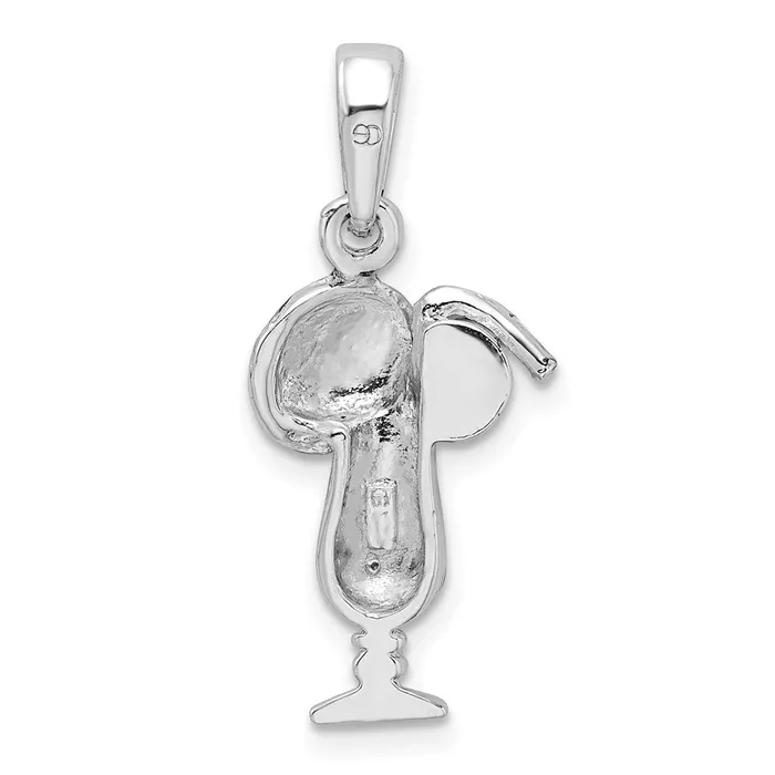 Sterling Silver Polished Enameled Tropical Drink Pendant TreasureFineJewelers Necklaces