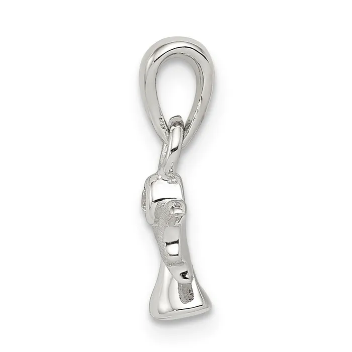 Sterling Silver Polished Satin CZ Angel Pendant TreasureFineJewelers Necklaces