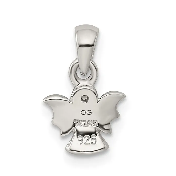 Sterling Silver Polished Satin CZ Angel Pendant TreasureFineJewelers Necklaces