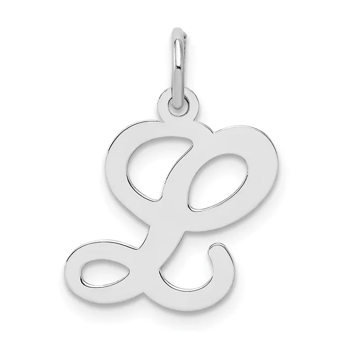 Sterling Silver Rhodiumplated Stamped Letter L Initial Charm TreasureFineJewelers Necklaces Sterling Silver Rhodiumplated Stamped Letter L Initial Charm TreasureFineJewelers Necklaces