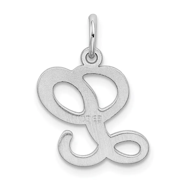 Sterling Silver Rhodiumplated Stamped Letter L Initial Charm TreasureFineJewelers Necklaces