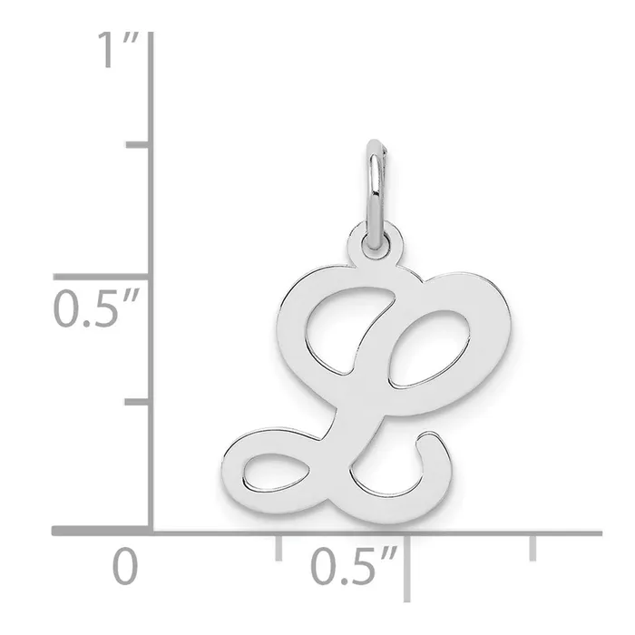Sterling Silver Rhodiumplated Stamped Letter L Initial Charm TreasureFineJewelers Necklaces