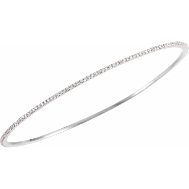 TreasureFineJewelers 14K White Gold 1 CTW LabGrown Diamond Stackable Bangle 8 Bracelet Bracelets