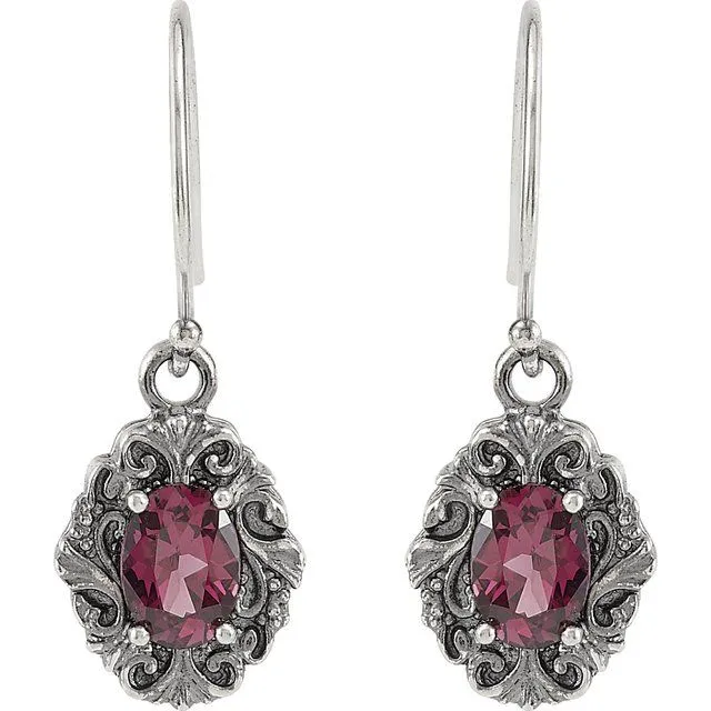 TreasureFineJewelers Earrings Sterling Silver Rhodolite Garnet Earrings