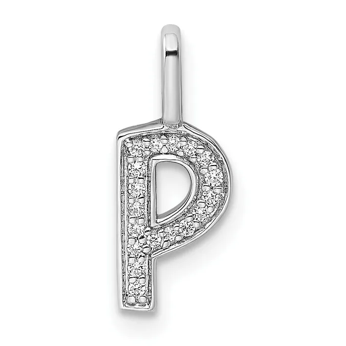 TreasureFineJewelers Necklaces 14K White Gold Diamond Letter P Initial Pendant TreasureFineJewelers Necklaces 14K White Gold Diamond Letter P Initial Pendant