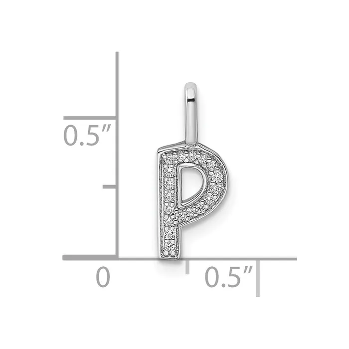 TreasureFineJewelers Necklaces 14K White Gold Diamond Letter P Initial Pendant