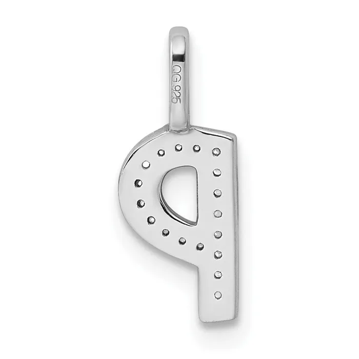 TreasureFineJewelers Necklaces 14K White Gold Diamond Letter P Initial Pendant