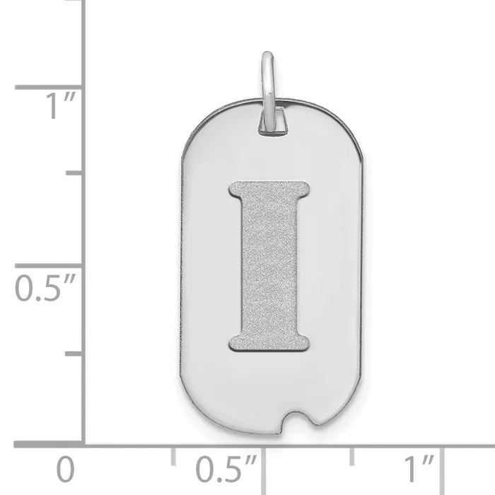 TreasureFineJewelers Necklaces 14k White Gold Polished Letter I Initial Dog Tag Pendant