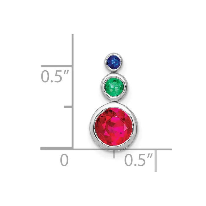 TreasureFineJewelers Necklaces 14k White Gold Ruby Emerald and Sapphire Chain Slide