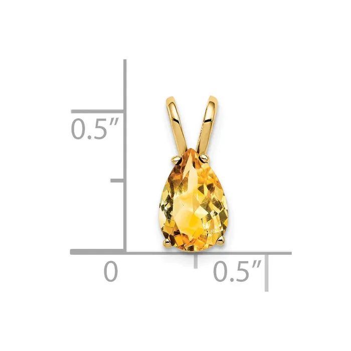 TreasureFineJewelers Necklaces 14k Yellow Gold 9x6mm Pear Citrine pendant
