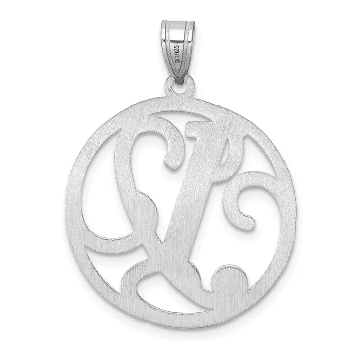 TreasureFineJewelers Necklaces Large Sterling Silver Rhodiumplated Fancy Script Letter Y Initial Pendant
